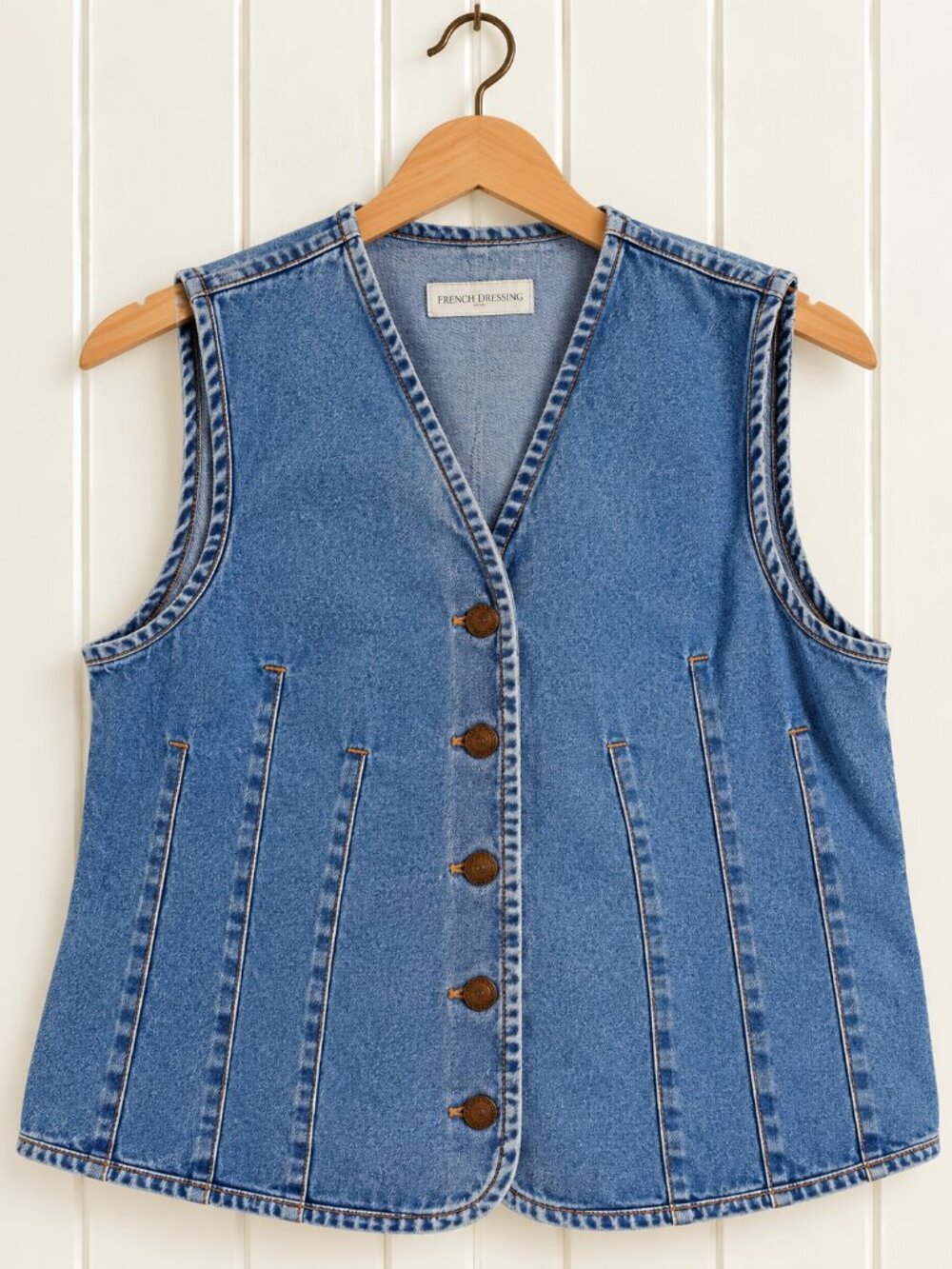 French Dressing Paris Denim Jean Vest Blue Women's Large Vintage Classic